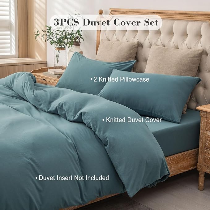 PURE ERA Jersey Knit Duvet Cover Set 100% T-Shirt Cotton Super Soft Comfy 3pc - Image 5