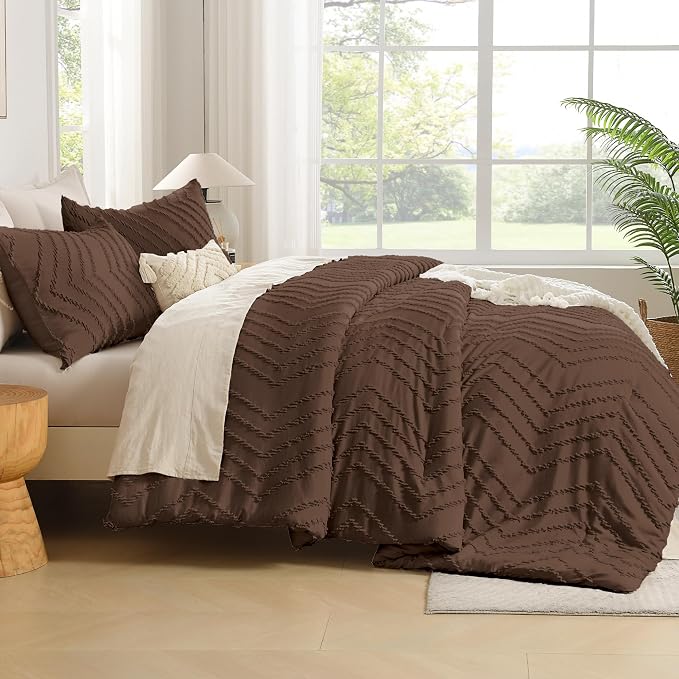 Andency Brown Comforter Set Full Size, Boho Soft Warm Tufted Bedding Comforter - Image 7