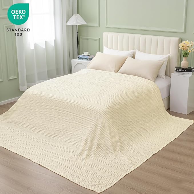 PHF Cooling Waffle Blanket California King Size, Lightweight 60% Rayon from - Image 5