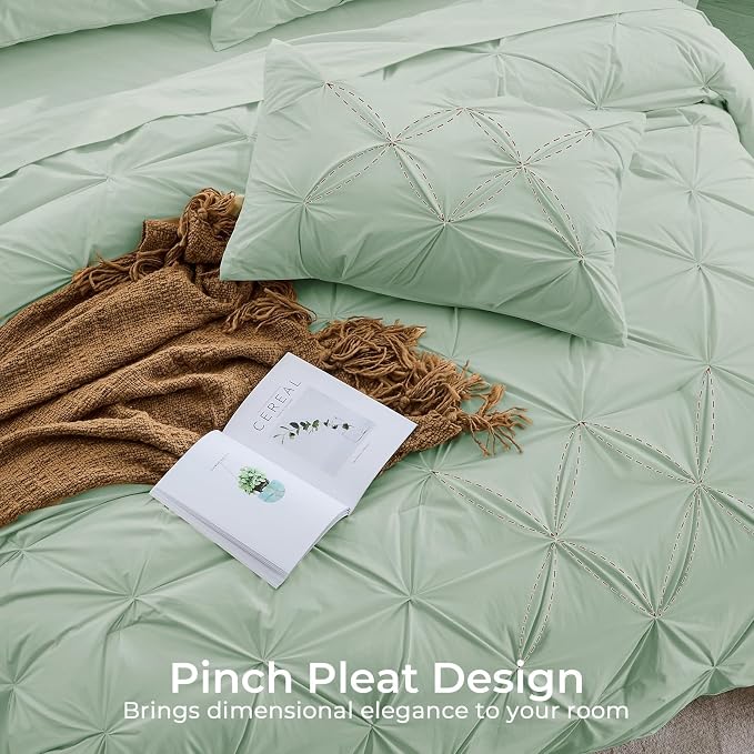 Sasttie Full Size Comforter Set, 7-Piece Bed in a Bag, Pintuck Bedding Set - Image 4