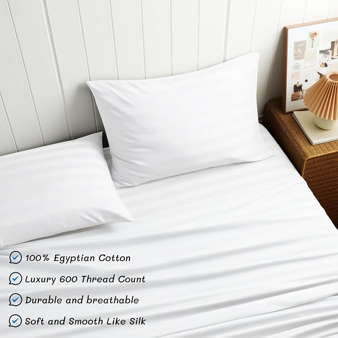 Cotton Flat Sheets Only, 600 TC 100% Cotton Flat Sheet Top Sheet Only, Queen - Image 2