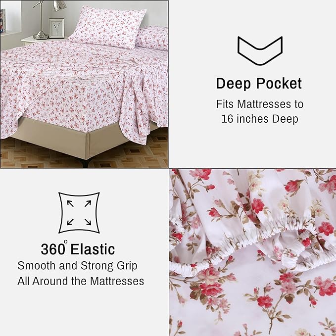 RUVANTI 100% Cotton Sheets – Queen Size Percale Bedding, Cooling & Breathable - Image 6