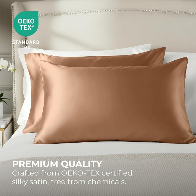 Pure Bedding Satin Pillowcase 2 Pack - Image 2