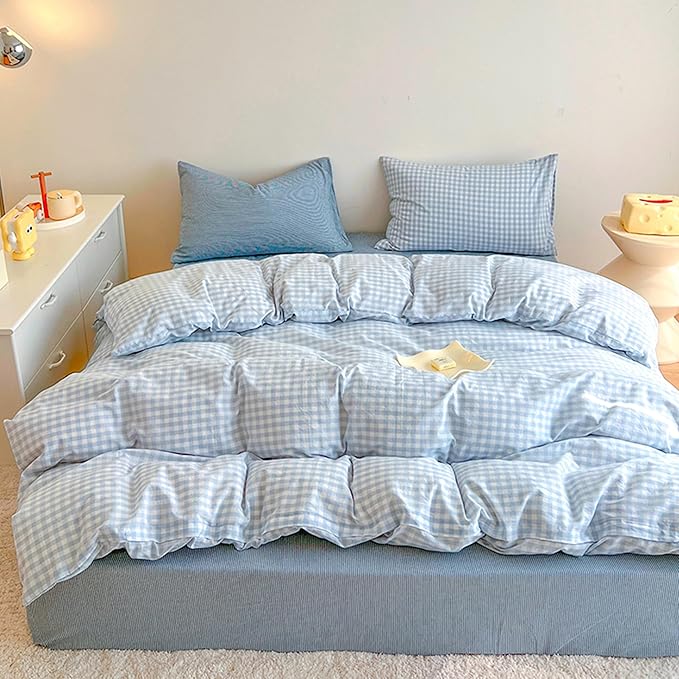 BOLINLIVING Gingham Duvet Cover Full Size, Microfiber Bedding Set by BOLINLIVING