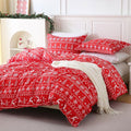 JSD Red Christmas Duvet Cover Set Queen Size, 3 Piece Snowflakes Reindeer by JSD