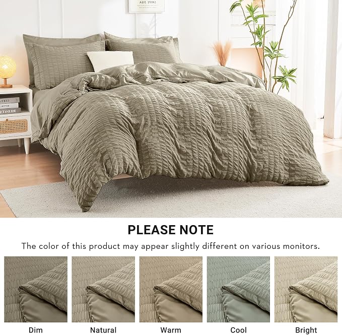 HYMOKEGE Linen Twin Comforter Set Seersucker 5 Pieces, All Season Luxury Bed in - Image 5