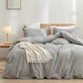 BESTOUCH Duvet Cover Set 100% Washed Cotton Linen Feel Super Soft Comfortable by BESTOUCH