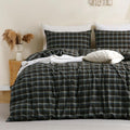 TOCOMOA Buffalo Plaid Duvet Cover Set 100% Washed Cotton Like Linen Feel Super by TOCOMOA