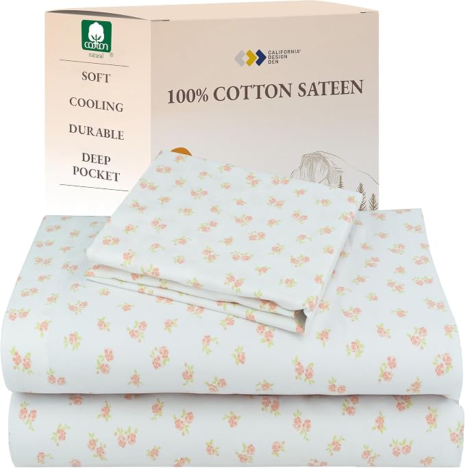 California Design Den Twin Floral Sheet Set, 100% Cotton 12" Pocket Twin Sheets by CaliforniaDesignDen