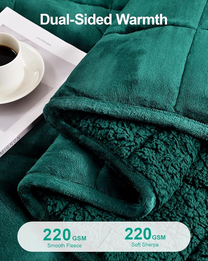 Super Fuzzy Soft Sherpa Fleece Weighted Blanket, 15 lbs Dual Sided Fluffy Heavy - Image 3