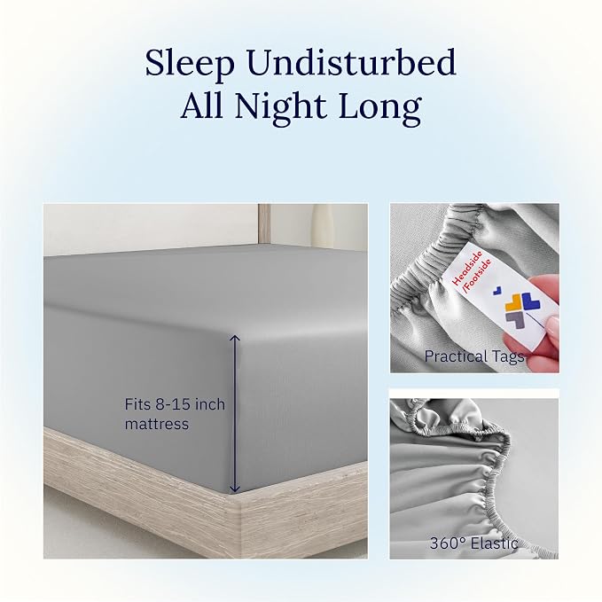 California Design Den Twin XL Bed Fitted Sheet, Soft 400 Thread Count 100% - Image 6