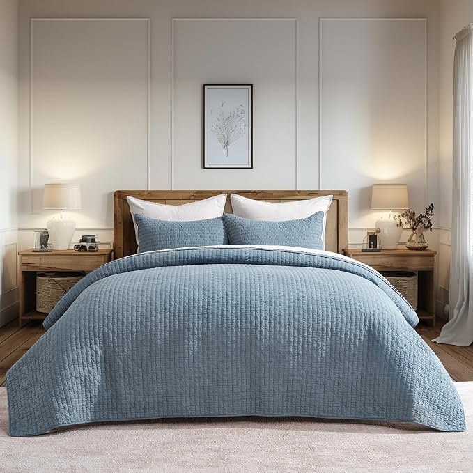 EVERGRACE x Kinsey Walsh Cross Stitch Pre-Washed Cotton Quilt Bedding Set King - Image 7