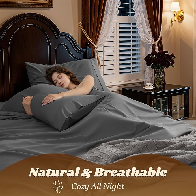 LBRO2M 100% Cotton Sheets Set Deep Pocket 19", 1000 Thread Count Queen Size 4 - Image 5