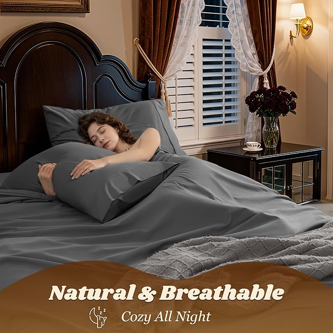LBRO2M 100% Cotton Sheets Set Deep Pocket 24", 1000 Thread Count Queen Size 4 - Image 5