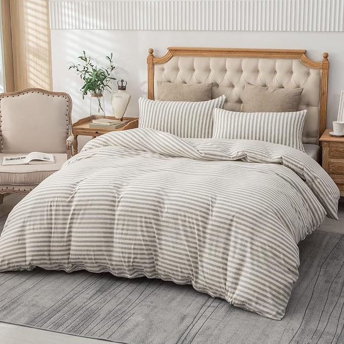 PURE ERA Jersey Knit 2pc Duvet Cover Set 100% T-Shirt Heather Cotton Super Soft by PUREERA