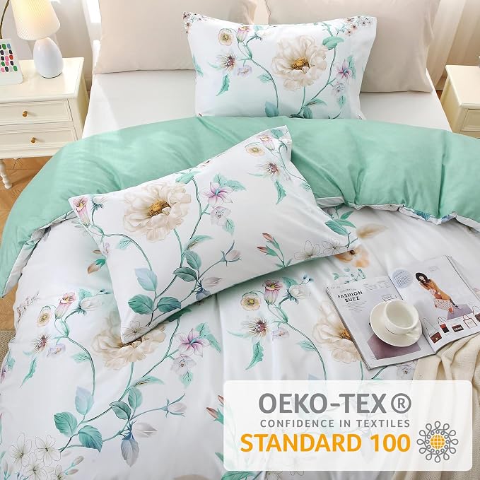 MUXHOMO Duvet Cover Queen Size, Reversible Floral Vintage Duvet Cover Set - Image 2