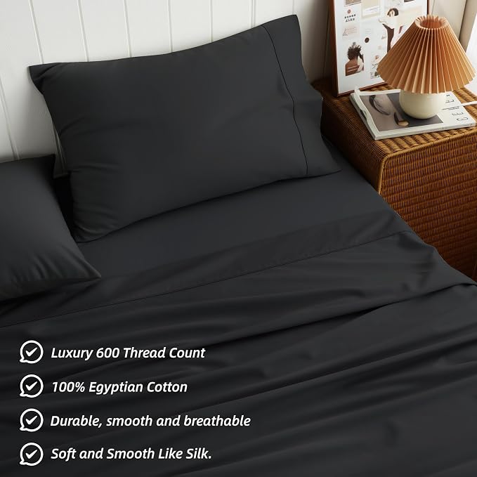 Cotton Flat Sheets Only, 600 TC 100% Cotton Flat Sheet Top Sheet Only, Cal King - Image 4