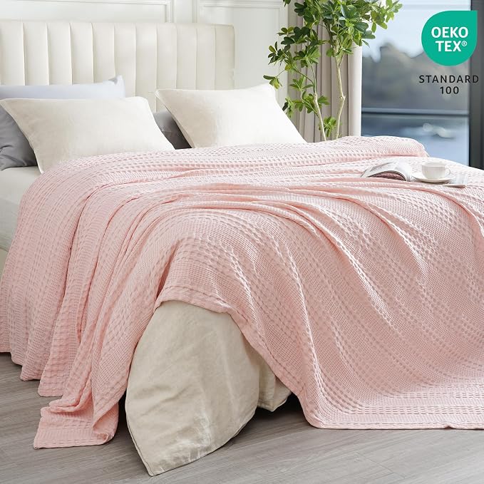 PHF Cooling Waffle Blanket King Size, Lightweight 60% Rayon from Bamboo & 40% - Image 3