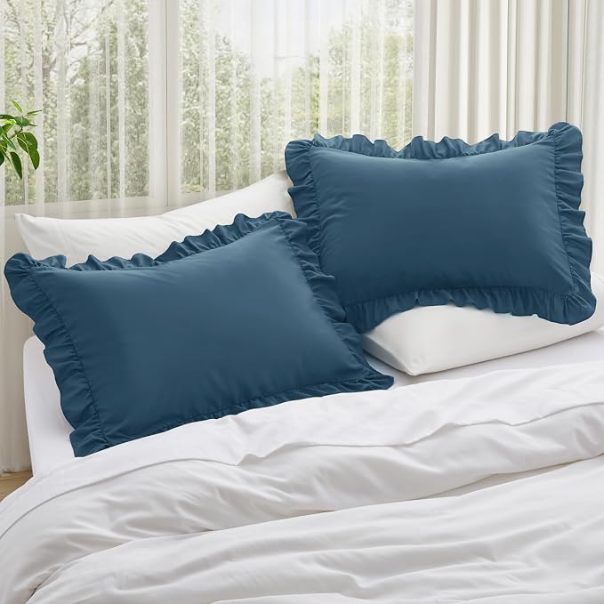 KKJIAF Ruffle Pillow Cases Standard Size Set of 2, Ruffled Pillow Covers - Image 2
