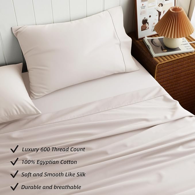 Cotton Flat Sheets Only, 600 TC 100% Cotton Flat Sheet Top Sheet Only, Twin - Image 2