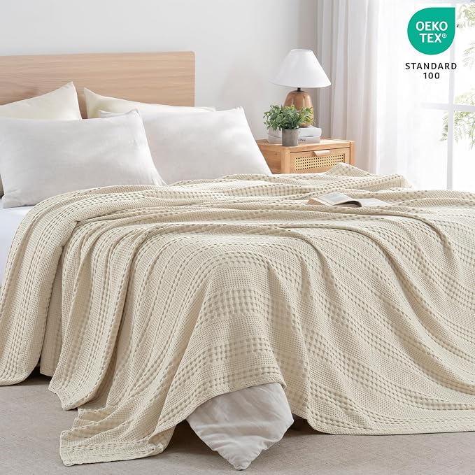 PHF Cooling Waffle Blanket King Size, Lightweight 60% Rayon from Bamboo & 40% - Image 4