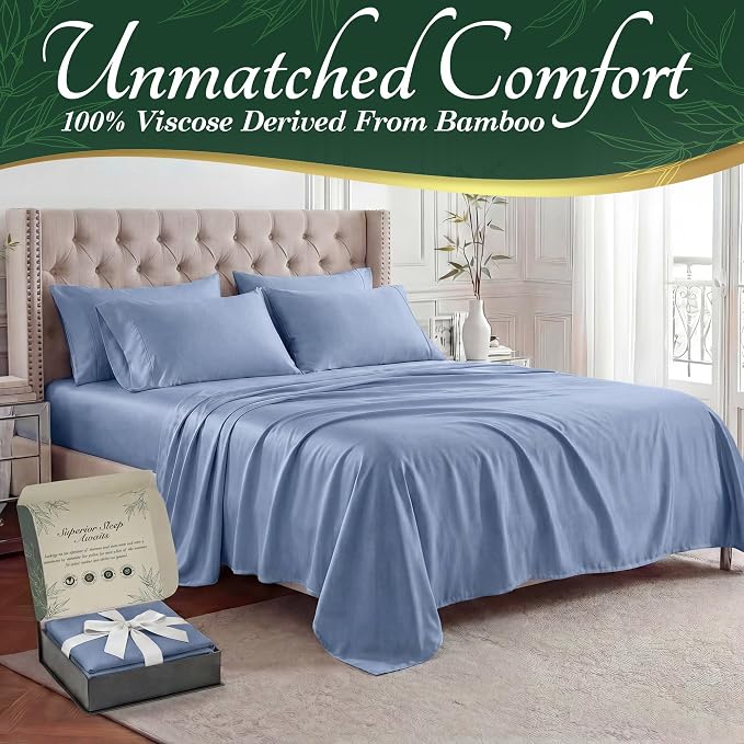 DECOLURE 100% Viscose Derived from Bamboo Sheets Twin Size - Image 2