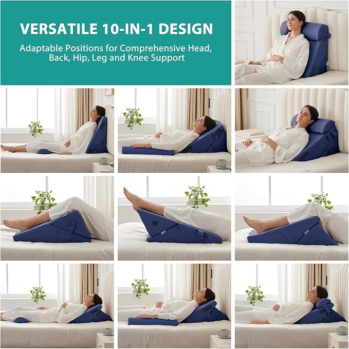 Bedluxe 3Pcs Orthopedic Bed Wedge Pillow Set, Foam Wedge Pillow Post Surgery - Image 2