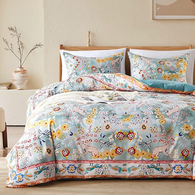 Cupocupa Duvet Cover Queen Size Set Boho Floral Pattern Queen Christmas Duvet by CupocupaHomeCollection