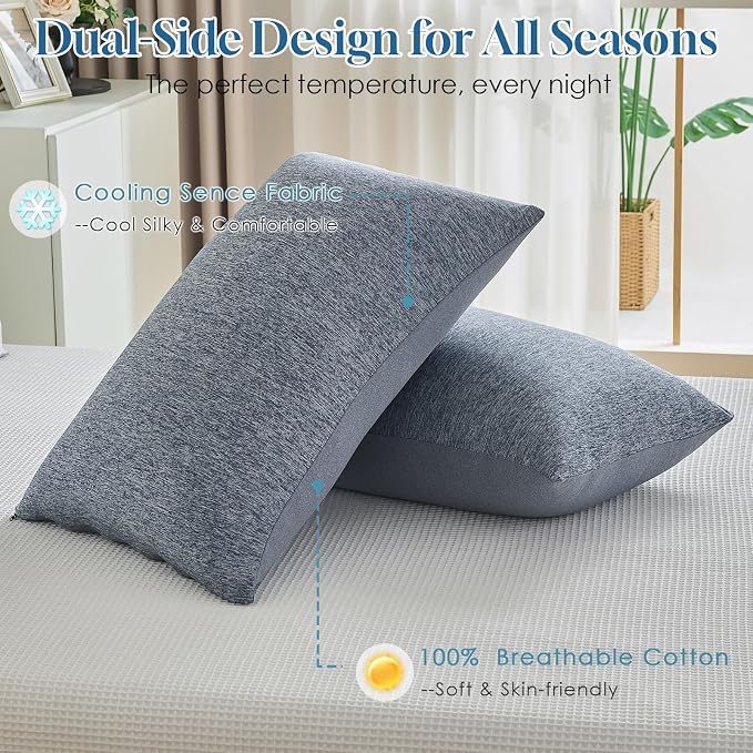 CHOSHOME Cooling Pillow Cases Zipper Pillow Covers Q-Max > 0.45 Zippered - Image 6