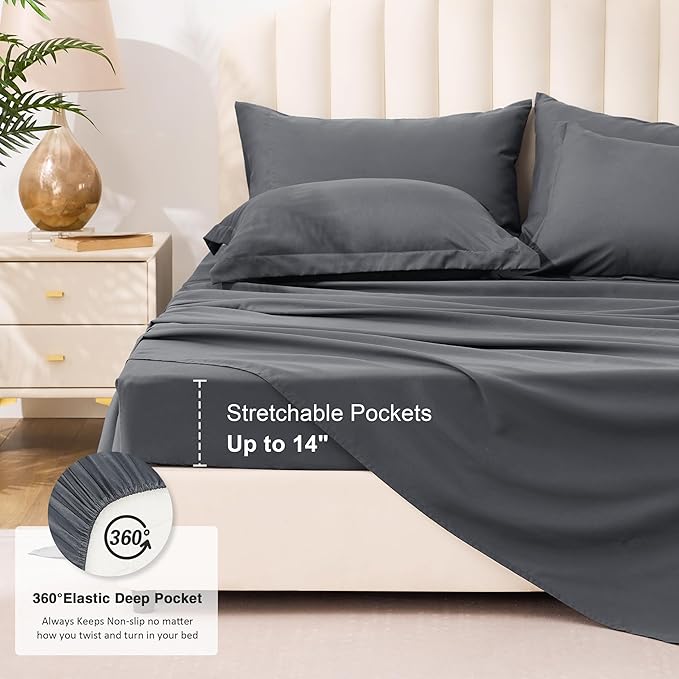 Love's cabin Twin Comforter Set Soot Grey, 5 Pieces Twin Bed in a Bag, All - Image 6