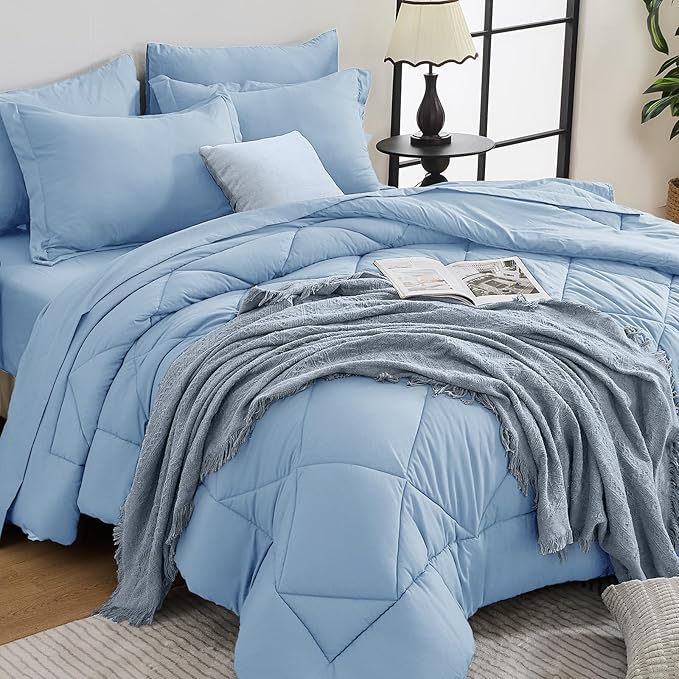 HEVUMYI Light Blue Twin Comforter Set by HEVUMYI