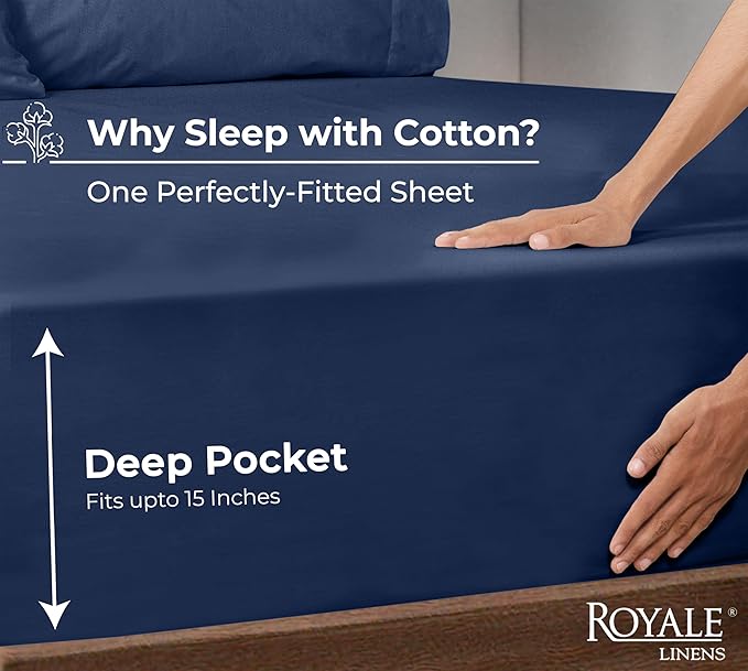 Royale Linens 100% Organic Cotton Fitted Sheet - Image 2