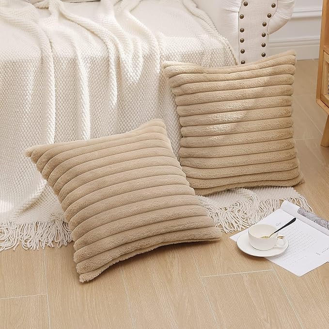 Pallene Faux Fur Plush Throw Pillow Covers 26x26 Set of 2, Luxury Soft Fluffy - Image 7