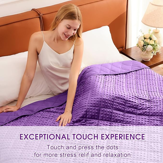 Purple Weighted Blanket for Adults 20lbs, Twin Full Size Cooling Minky Heavy - Image 3