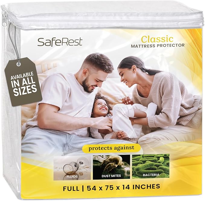 SafeRest Waterproof Mattress Protector Full Size – Absorbent Breathable Soft by SafeRest