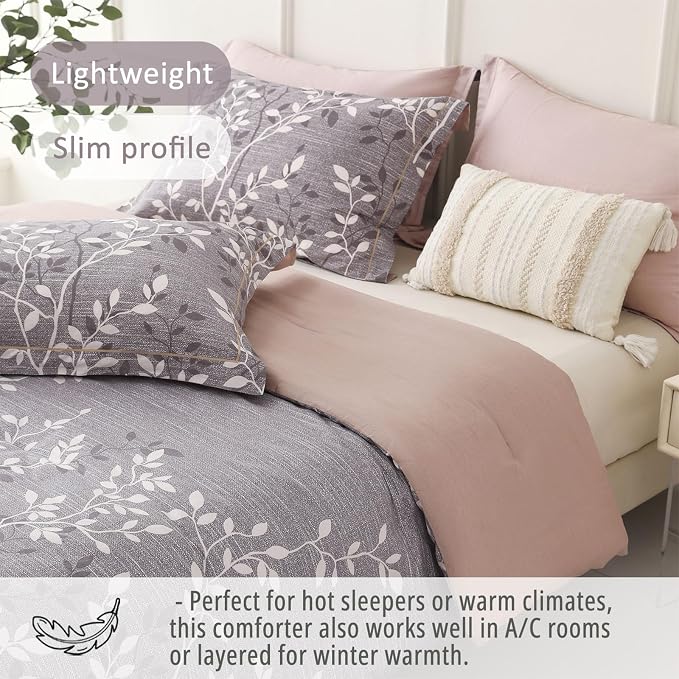 LEMIROE Vintage Gray Cotton Comforter Queen Size 3Pcs - Image 4