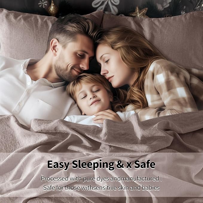 LBRO2M 100% Pure Linen Sheet Set Deep Pocket Up to 16" Bed Sheets Sets - Image 5