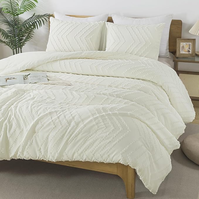 Andency Ivory Twin/Twin XL Comforter Set, Boho Soft Warm Cute Comforter Twin - Image 4