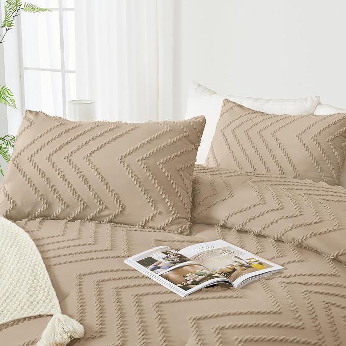 Andency Taupe Comforter Set Full Size, Boho Soft Warm Tufted Bedding Comforter - Image 4