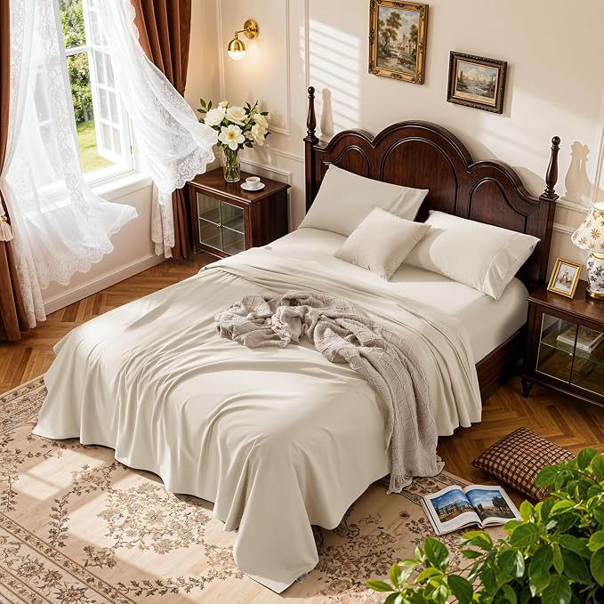 LBRO2M 1000 Thread Count 100% Egyptian Cotton Sheets Set King Size, 4 Piece by LBRO2MBedding