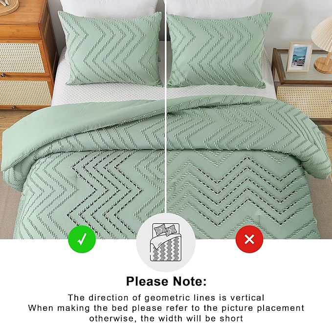 Andency Sage Green King Comforter Set, Boho Soft Fluffy Warm Lightweight - Image 4