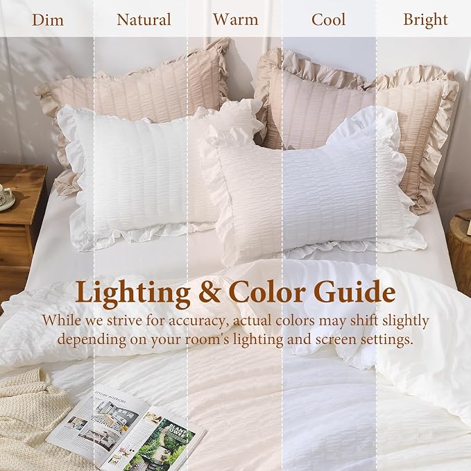 JOLLYVOGUE White Comforter Full Size, 3 Pieces Seersucker Lightweight Full Size - Image 8