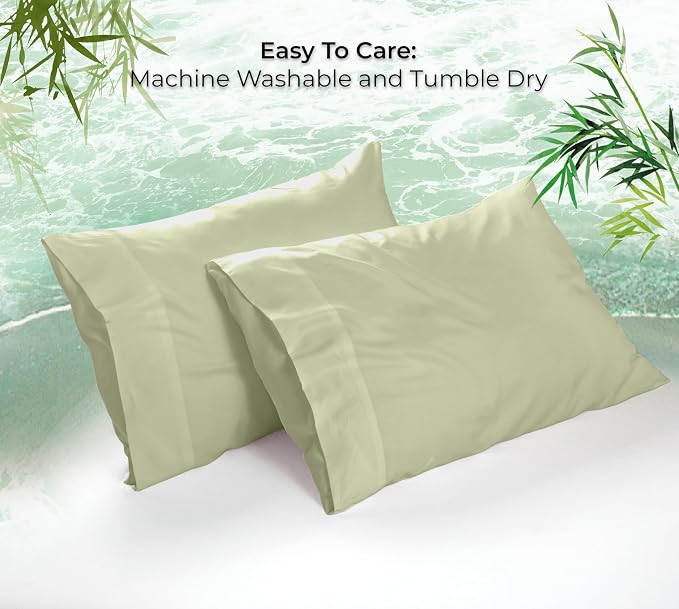 Royale Linens Cooling Pillow Cases Queen Size Set of 2-100% Rayon Derived from - Image 9