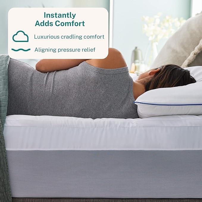 Sleep Innovations Dual Layer 4 Inch Memory Foam Mattress Topper, Twin Size - Image 2