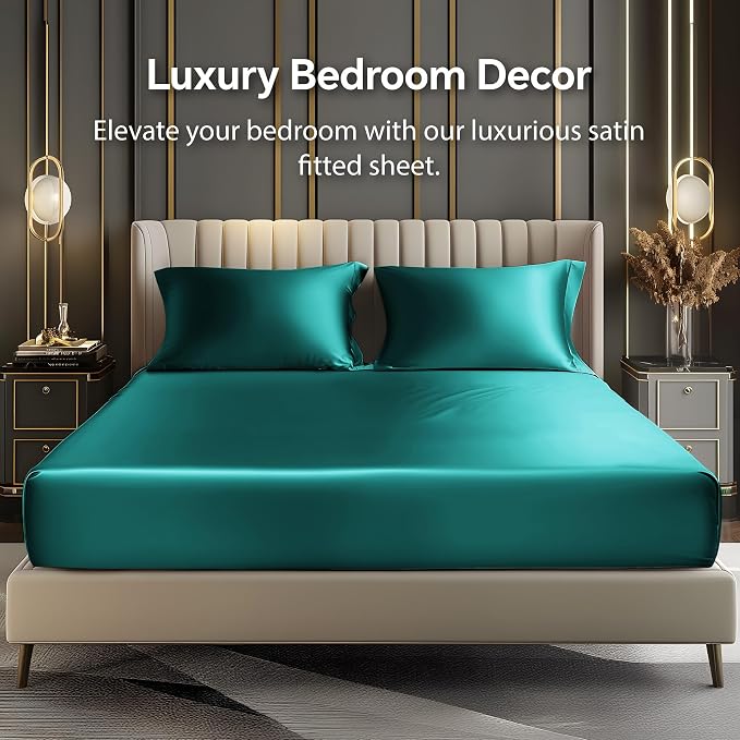 BEDELITE Satin Fitted Sheet and Pillowcases Set, Luxury Soft Similar to Silk - Image 2