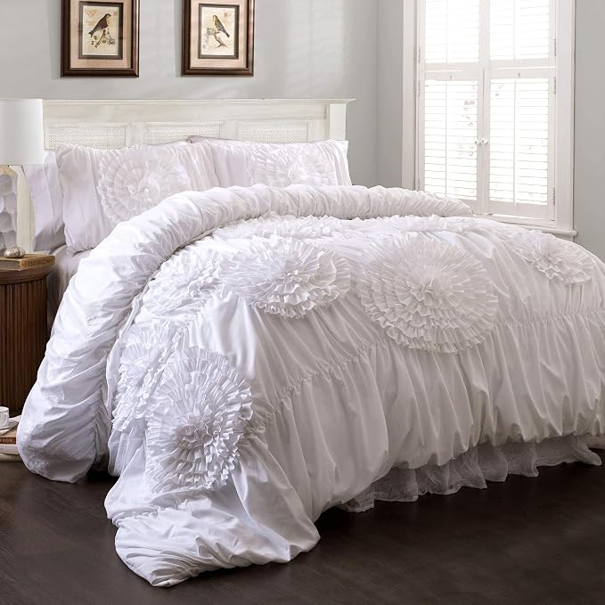 Lush Décor Serena 3 Piece Ruched Flower Comforter Set by LushDecor