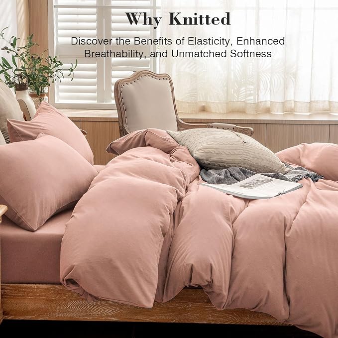 PURE ERA Jersey Knit Duvet Cover Set 100% T-Shirt Cotton Super Soft Comfy 3pc - Image 2