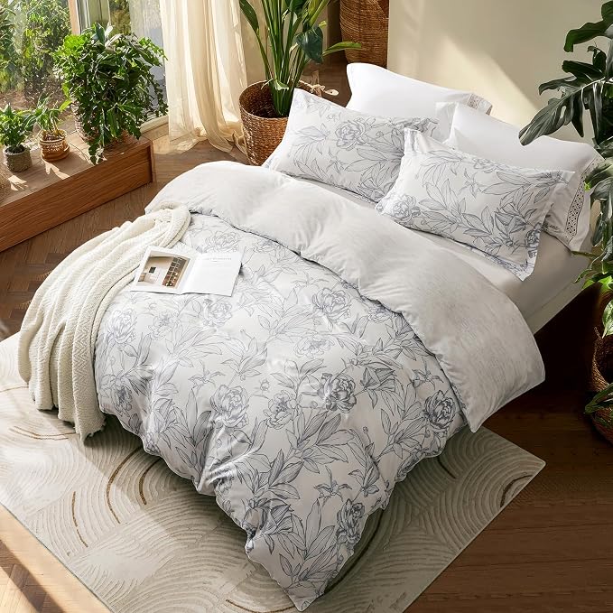 OAITE Duvet Cover Twin Size, Reversible Shallow Bottom Printing White Duvet - Image 3