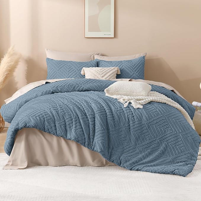 Andency Greyish Blue Comforter Oversized King Size Set 120''x98'', 3 Pieces - Image 2
