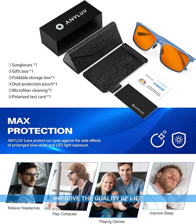 ANYLUV Blue Light Glasses Men, Relieve Eyestrain and Eye Protection, Al-Mg - Image 7